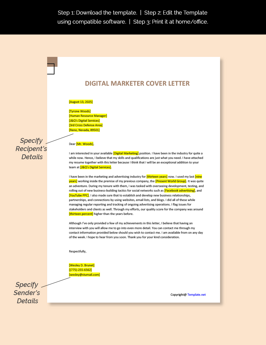 Digital Marketing Cover Letter