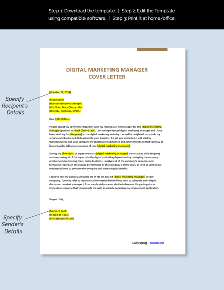 digital marketing director cover letter