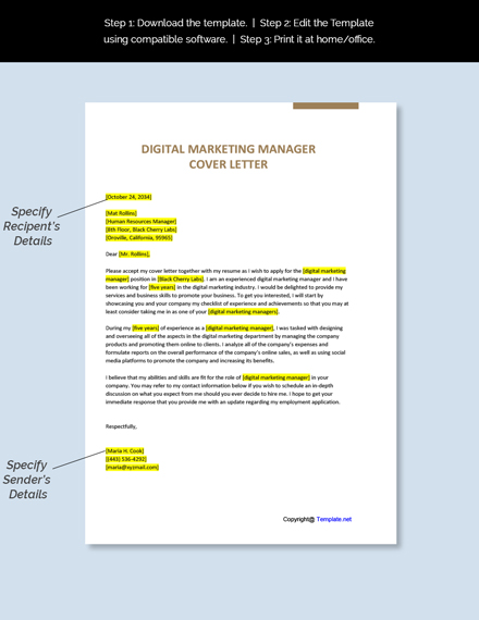 cover letter examples for digital marketing manager