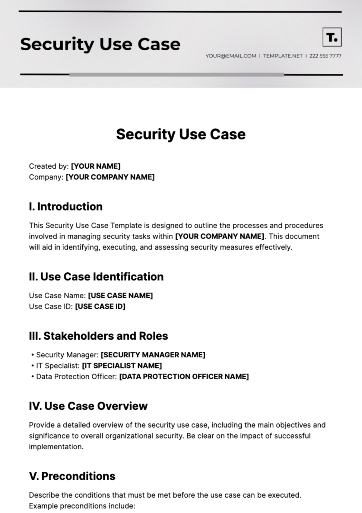 Free Security Use Case Template