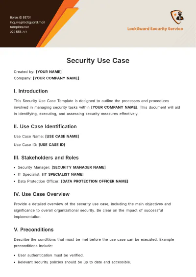 Free Security Use Case Template to Edit Online