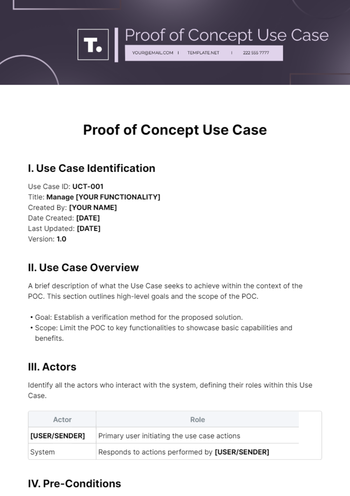 Free Proof of Concept Use Case Template