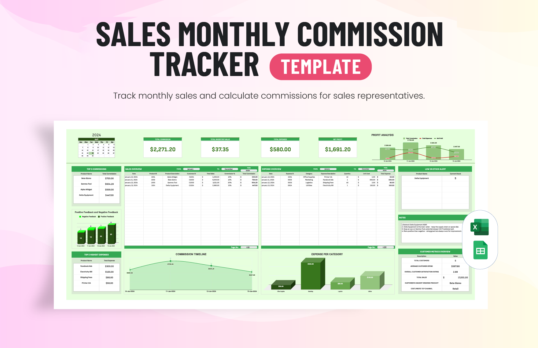 Sales Monthly Commission Tracker Template