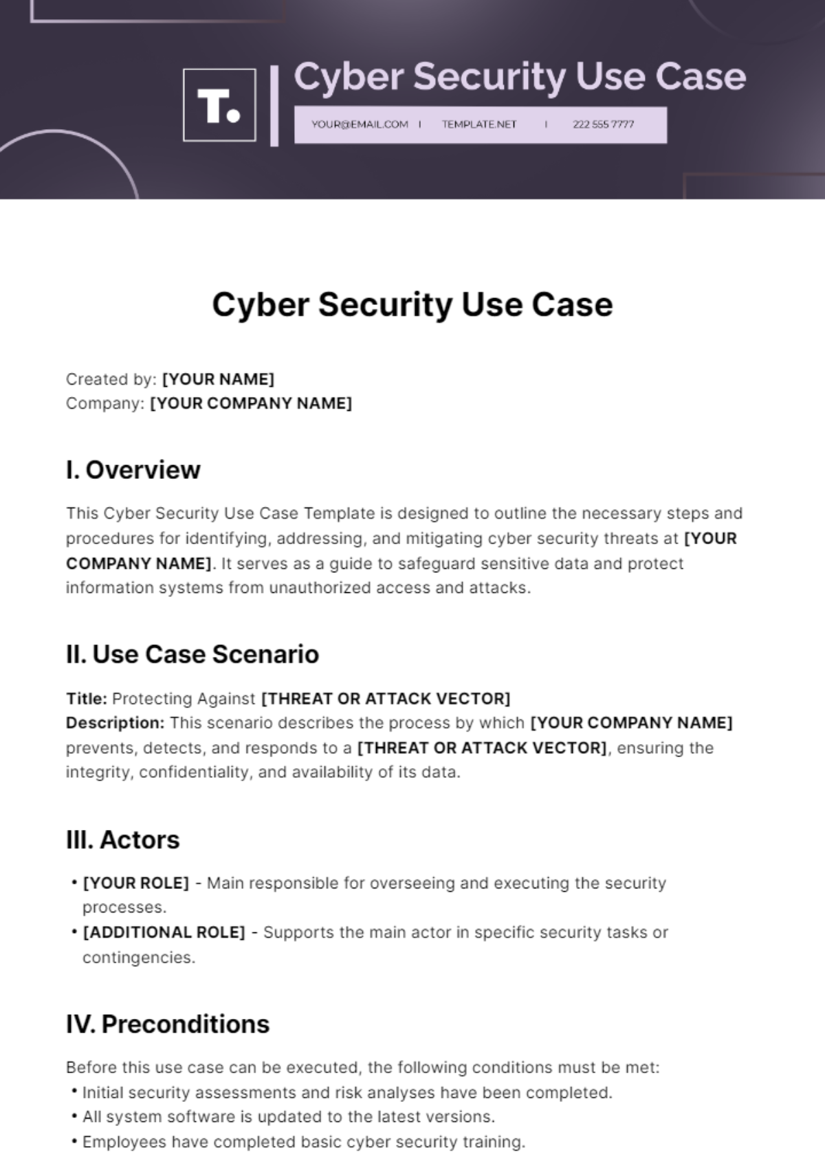 Free Cyber Security Use Case Template