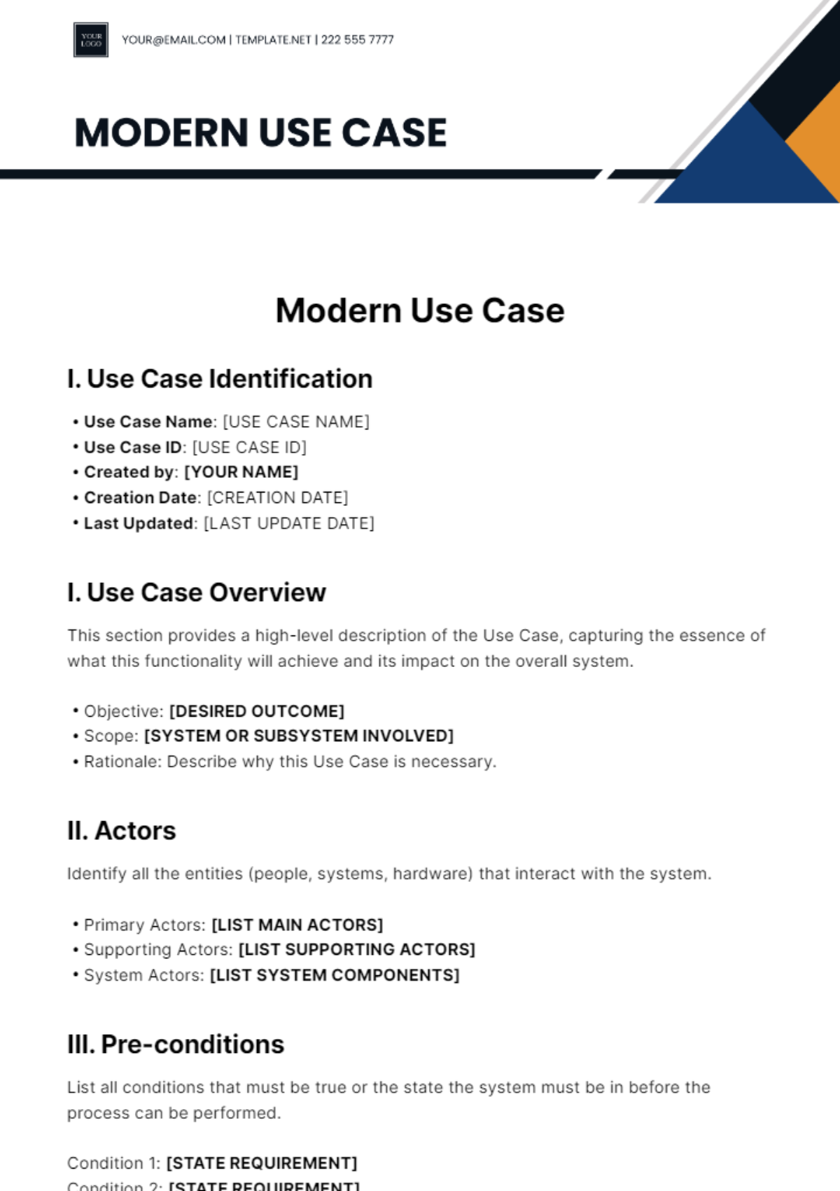 Free Modern Use Case Template