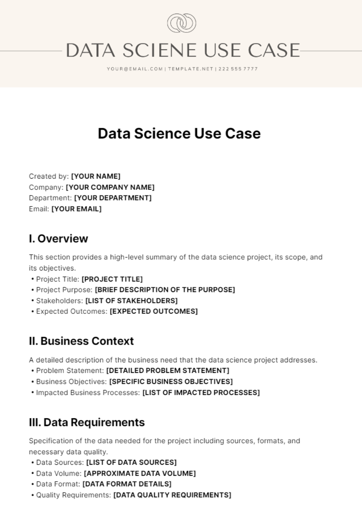 Free Data Science Use Case Template