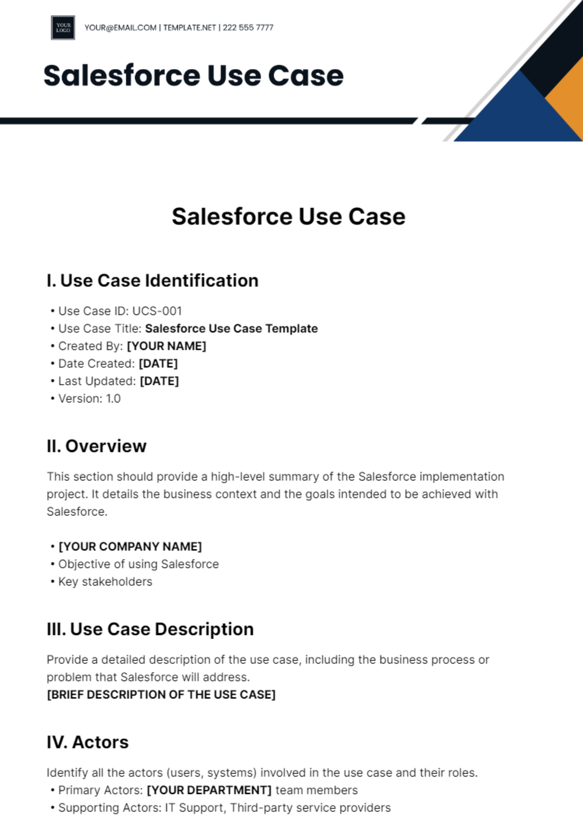 Free Salesforce Use Case Template