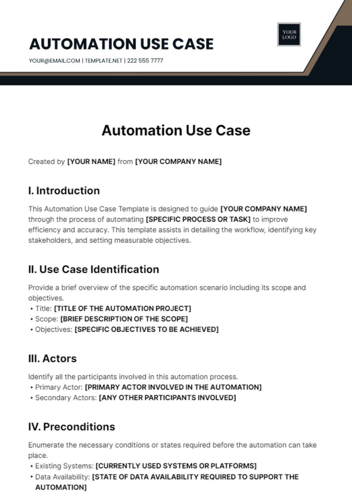 Automation Use Case Template