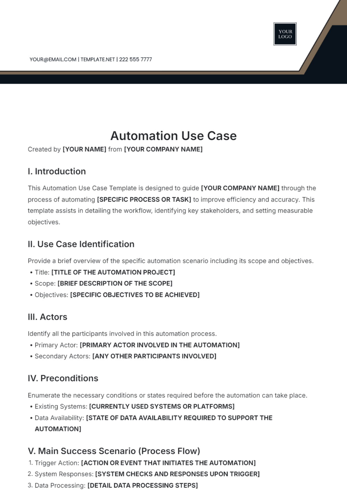 Automation Use Case Template - Edit Online & Download