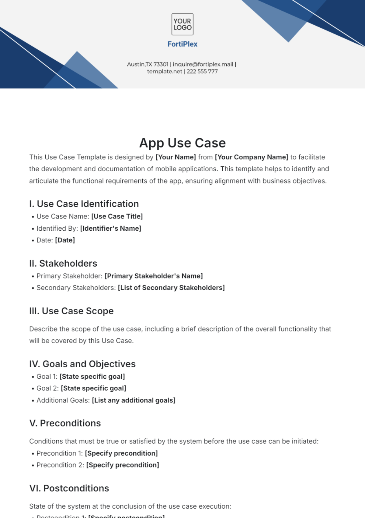 App Use Case Template - Edit Online & Download