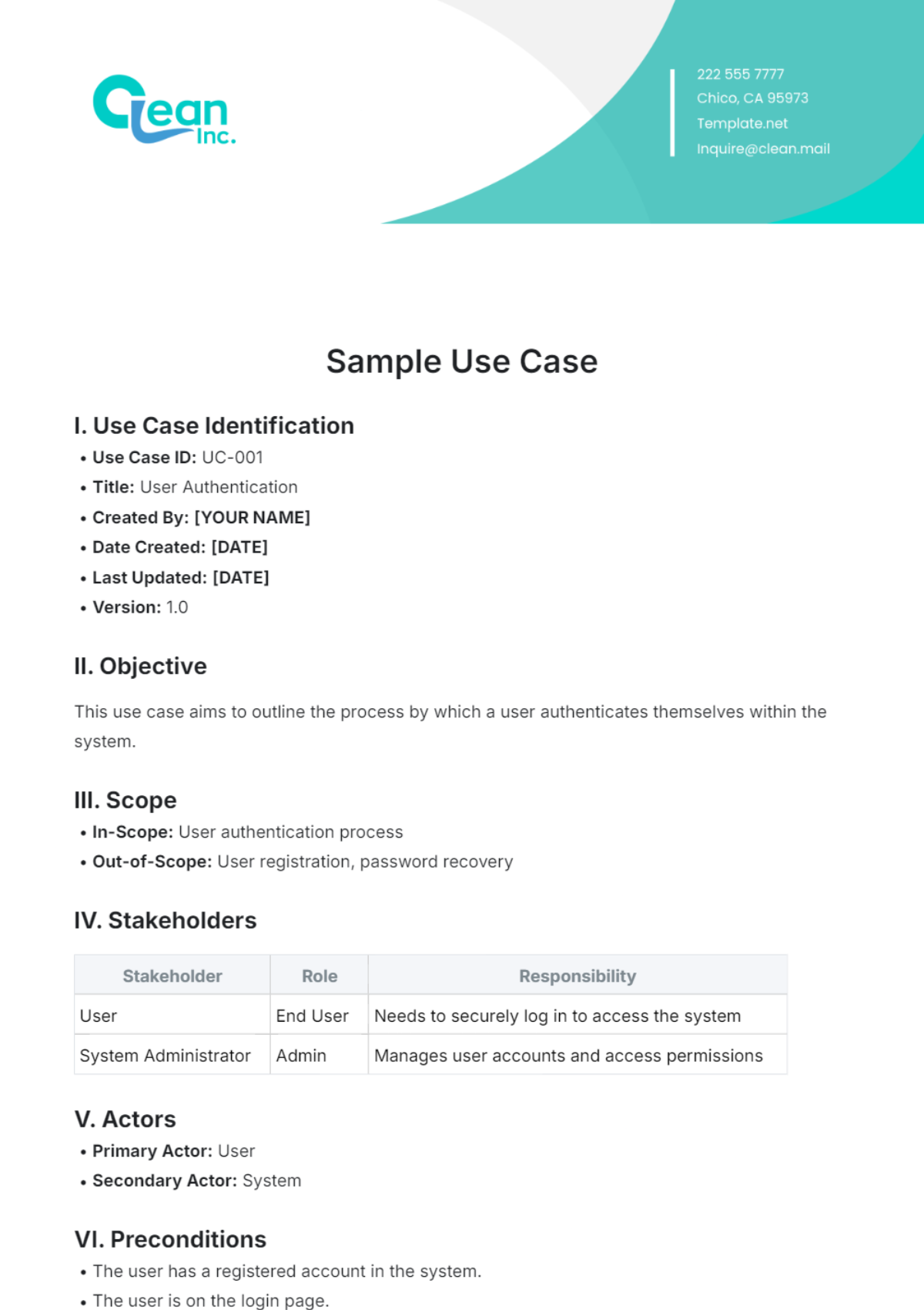 Sample Use Case Template - Edit Online & Download