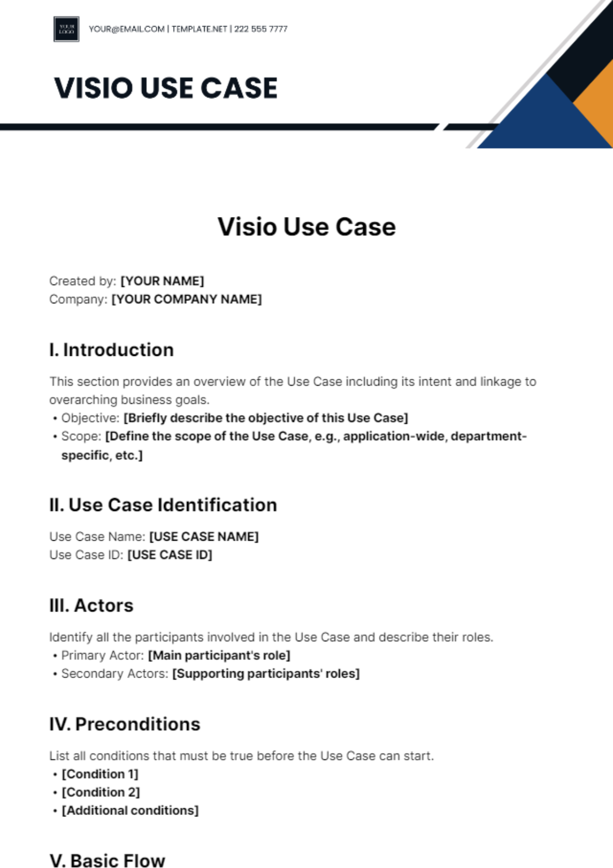 Free Visio Use Case Template