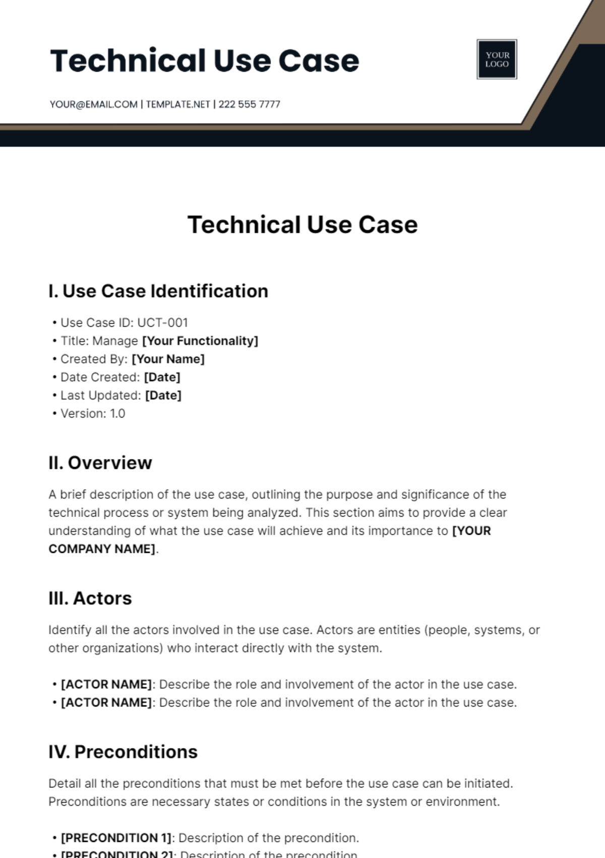 Free Technical Use Case Template