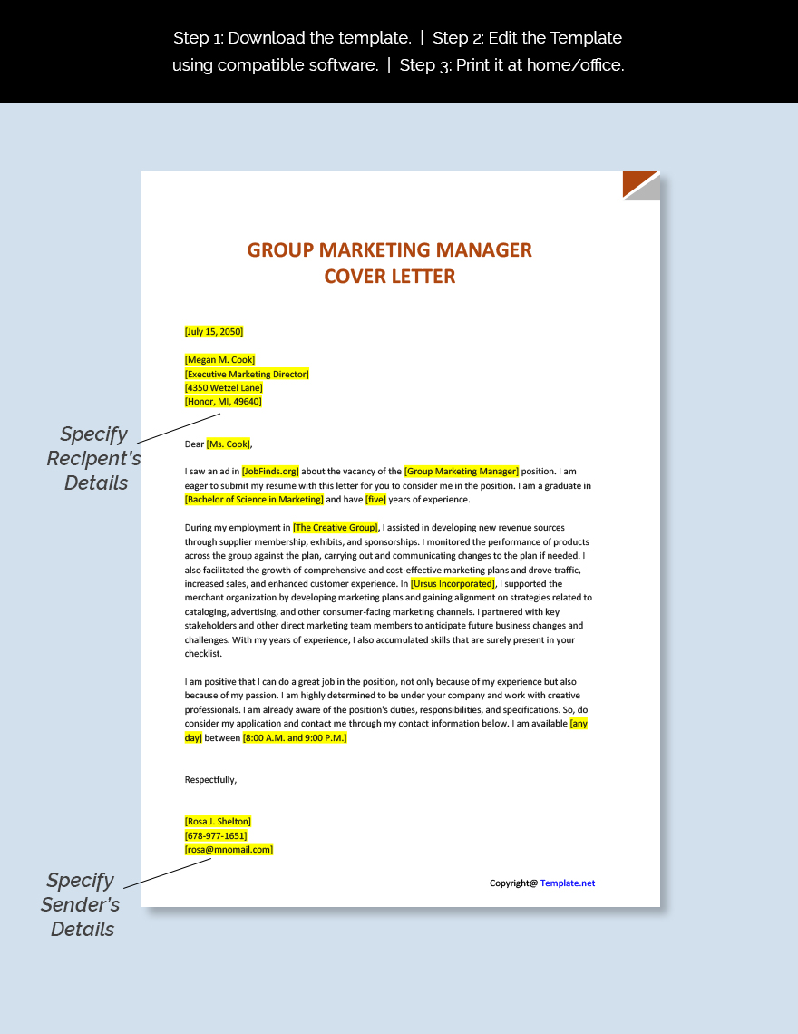 Group Marketing Manager Cover Letter