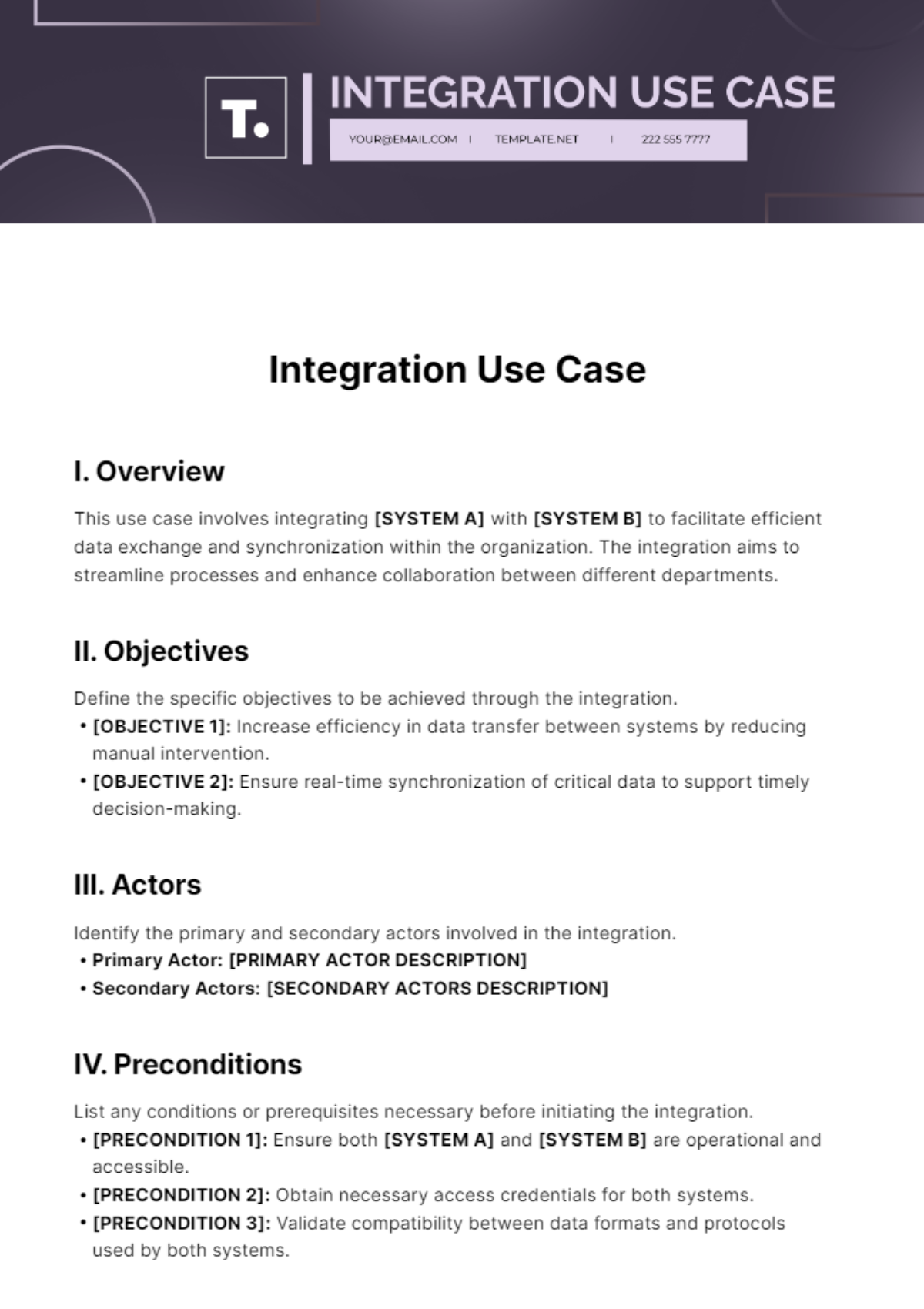 Free Integration Use Case Template