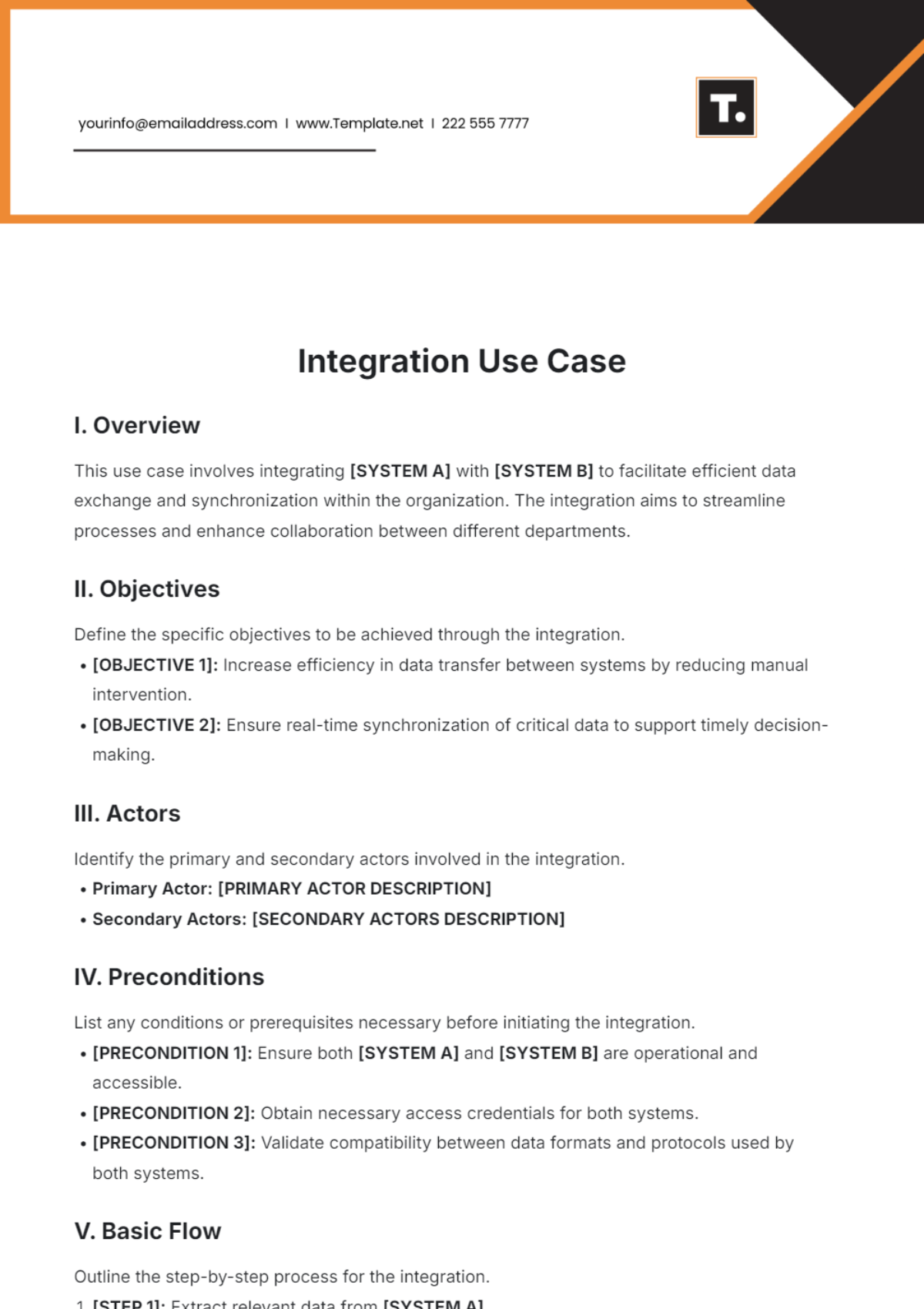 Integration Use Case Template - Edit Online & Download