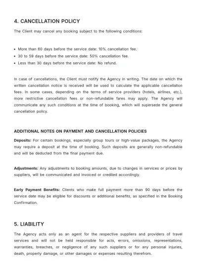 Free Travel Agency Rental Agreement Template to Edit Online
