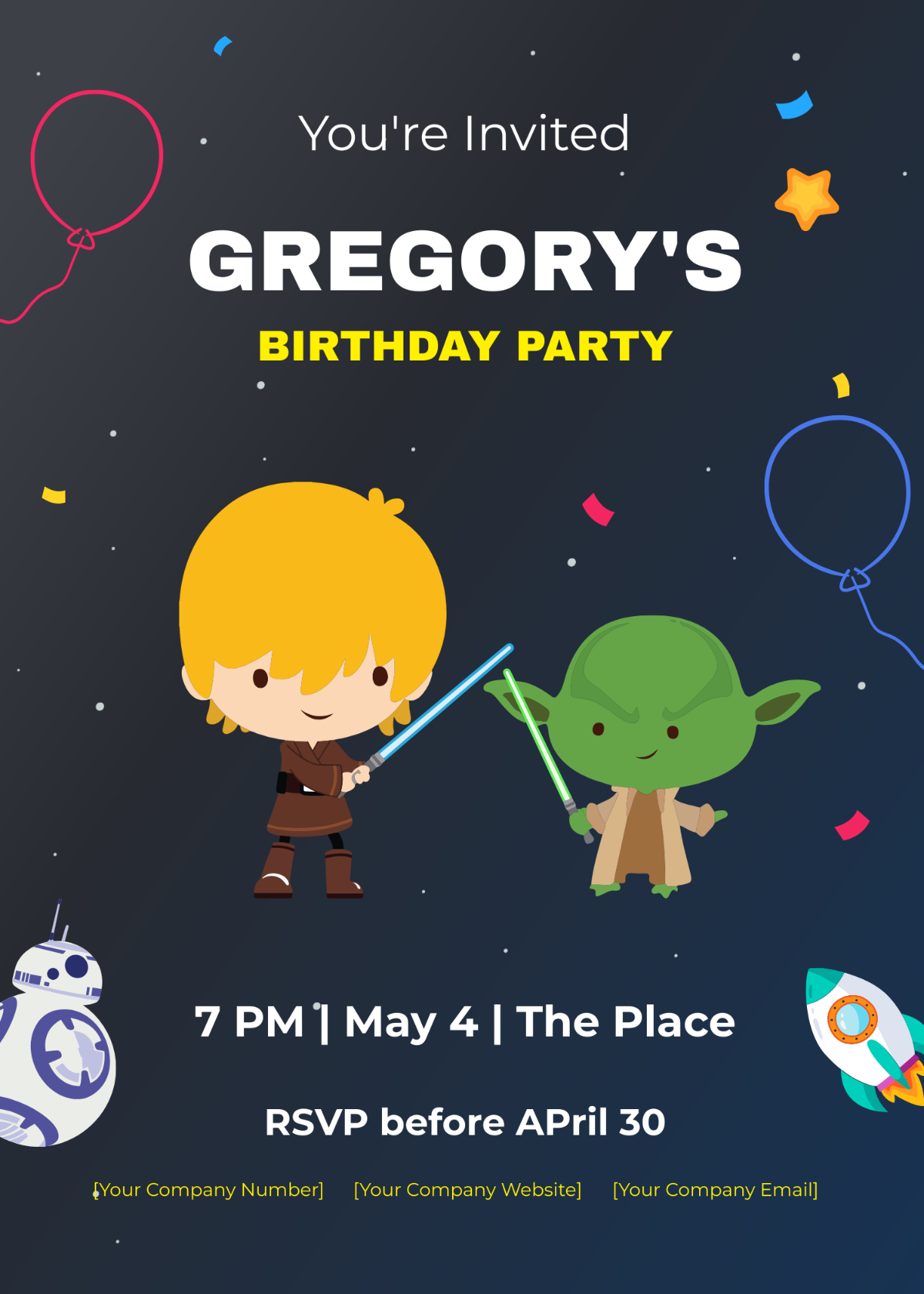 Star Wars Kids Birthday Invitation
