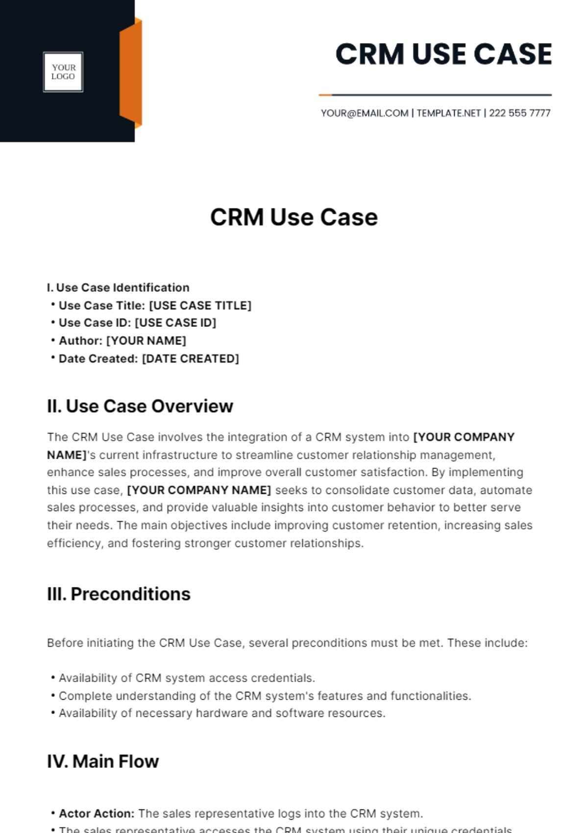 Free CRM Use Case Template