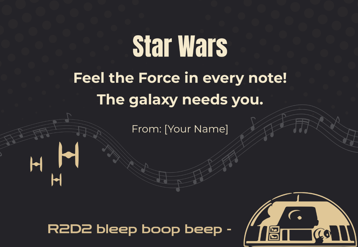 Star Wars Music Card Template