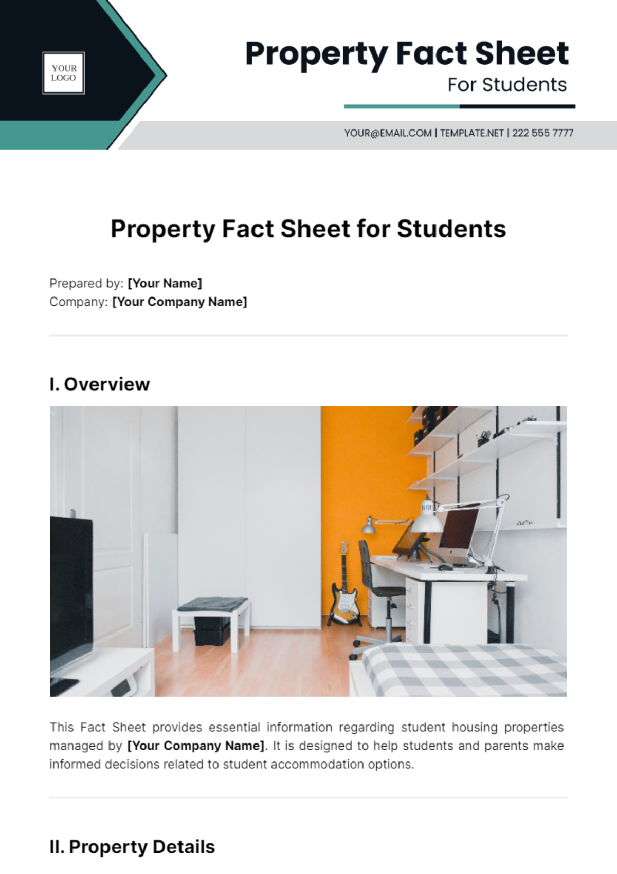 Property Fact Sheet For Students Template