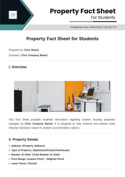 Free Property Fact Sheet For Students Template to Edit Online