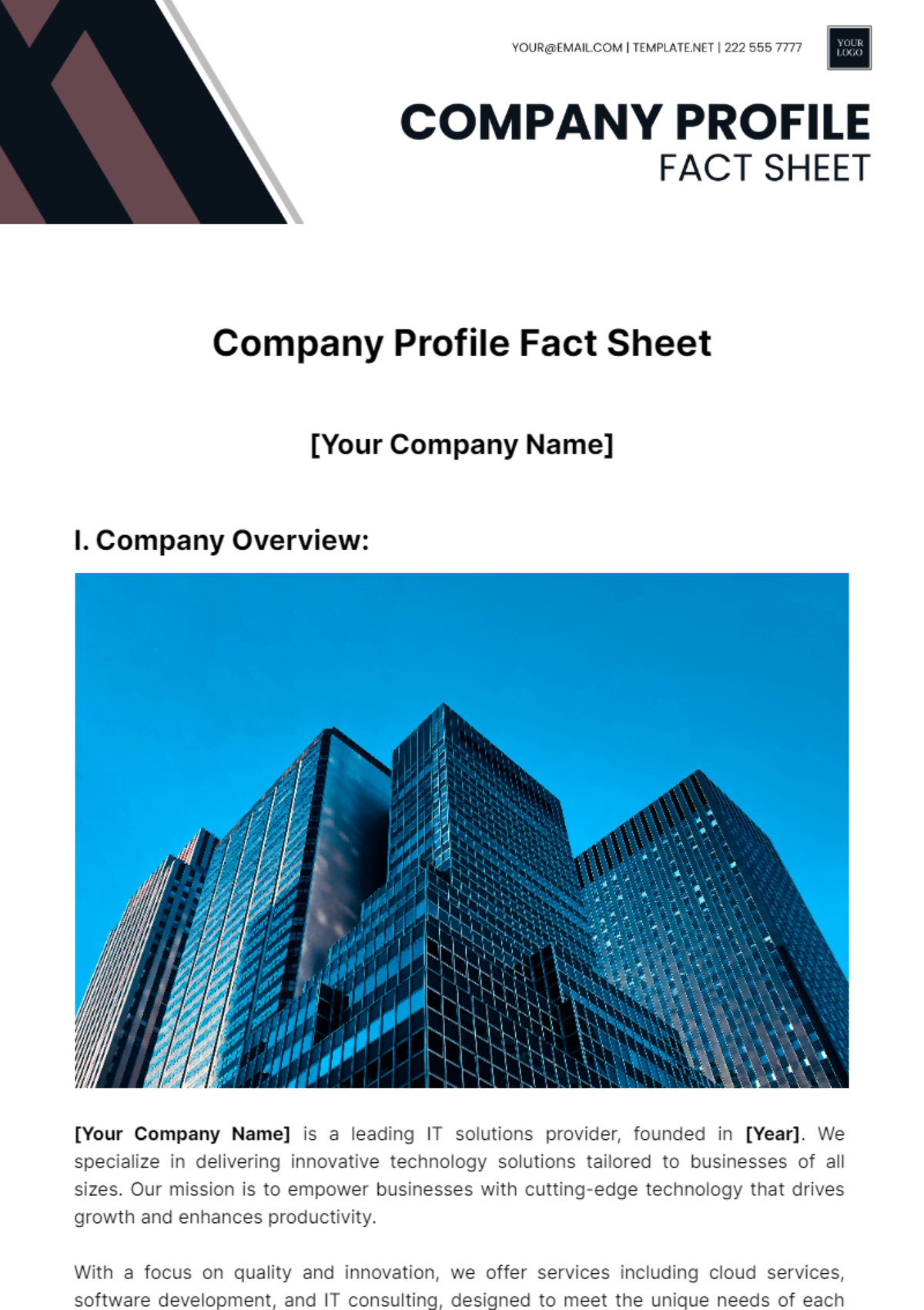 Company Profile Fact Sheet Template - Edit Online & Download