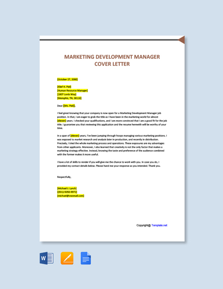 International Business Development Manager Cover Letter Template 