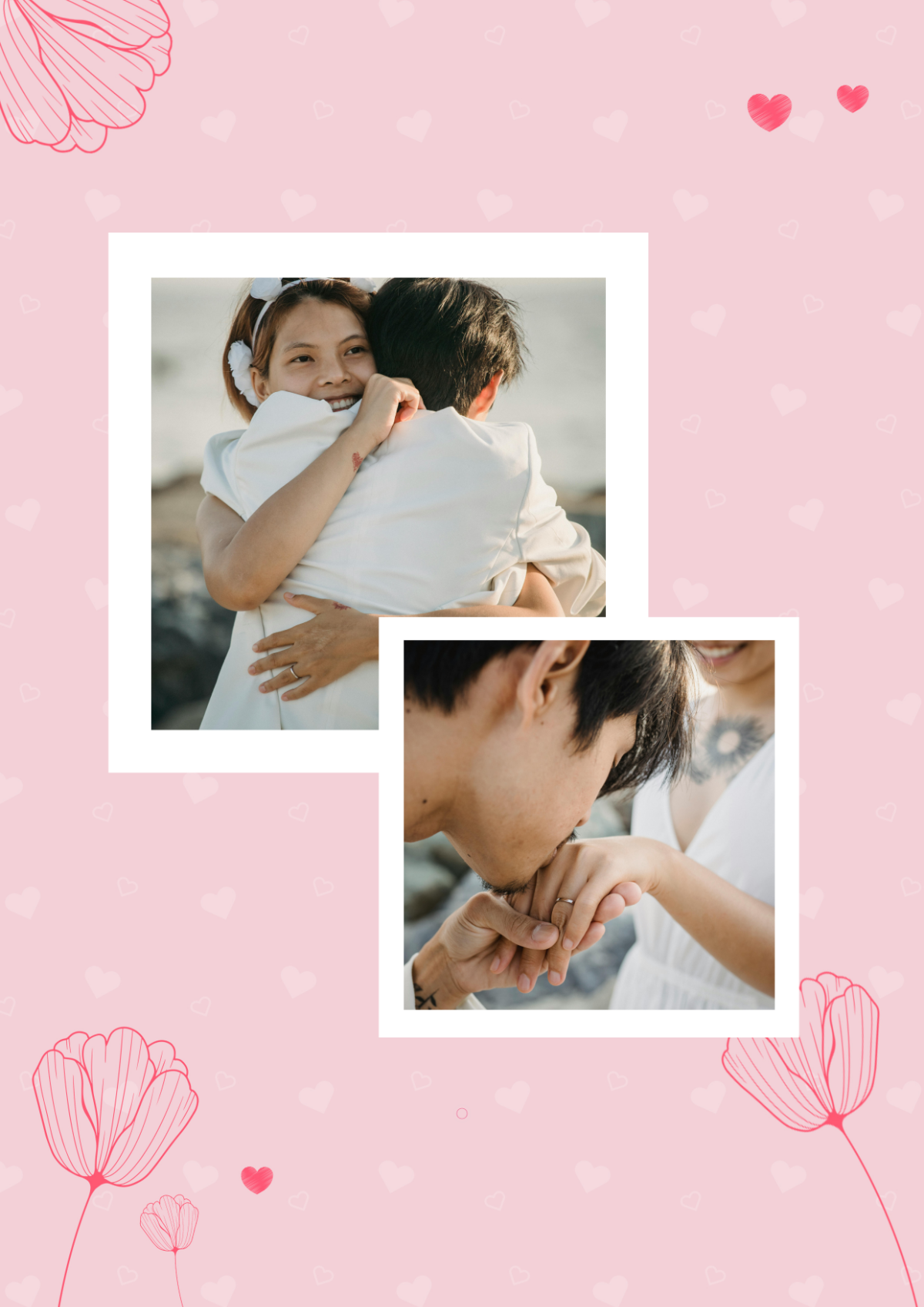 Free Heart Flowers Photo Collage Template