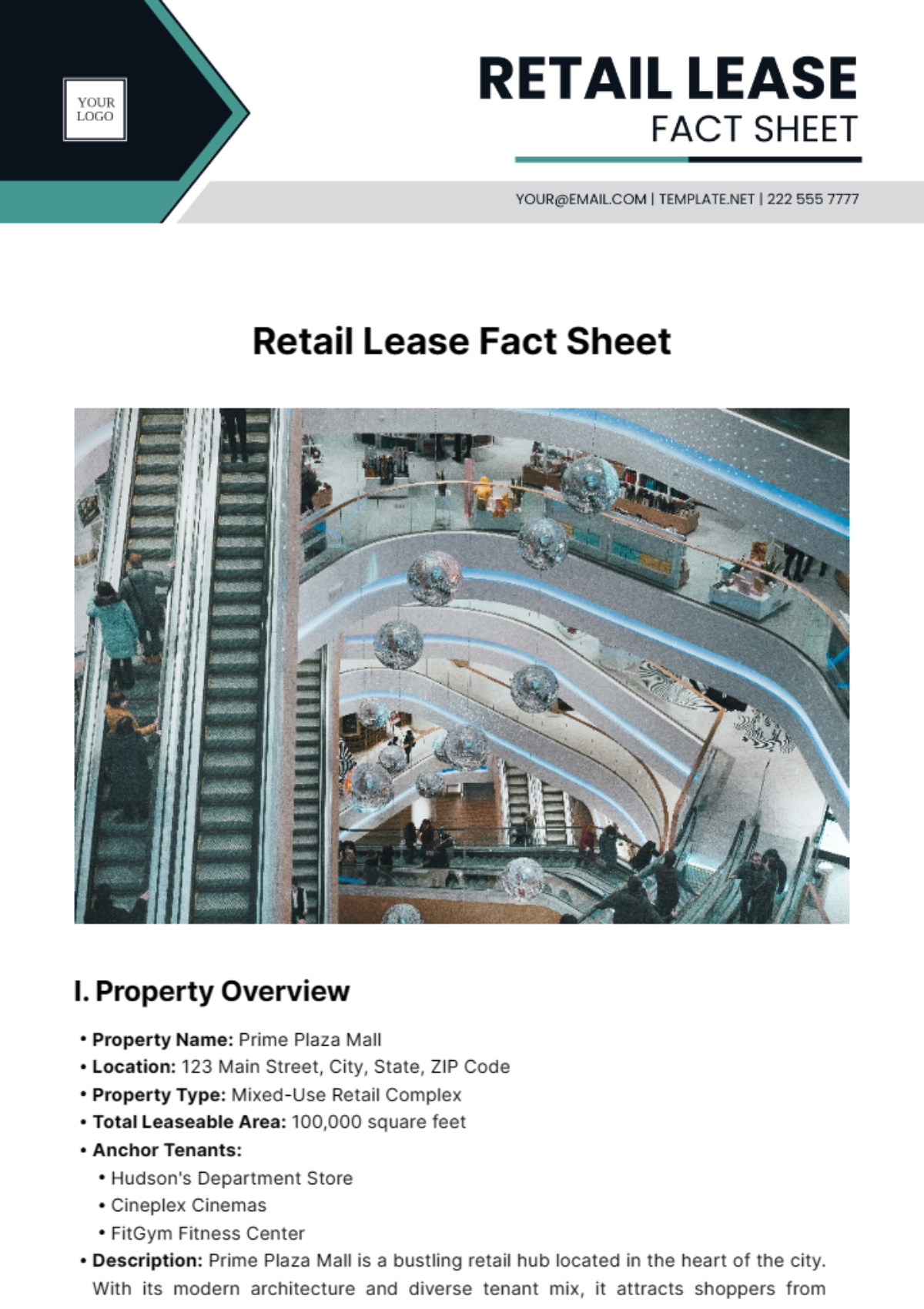 Retail Lease Fact Sheet Template