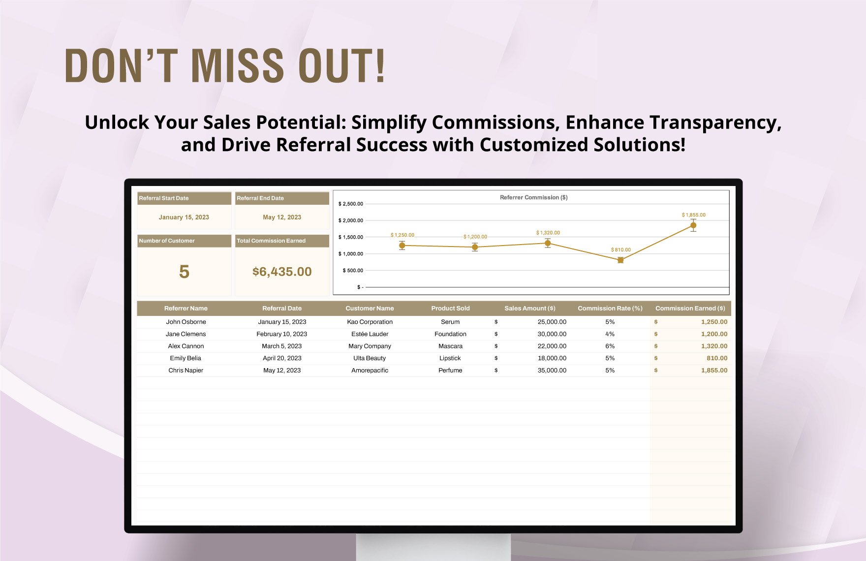 Sales Referral Commission Calculator Template