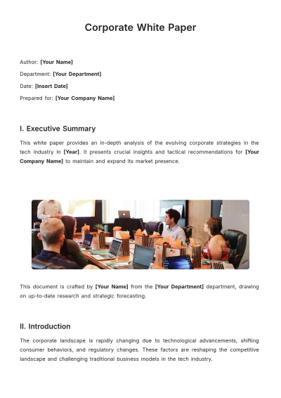 Free Corporate White Paper Template to Edit Online