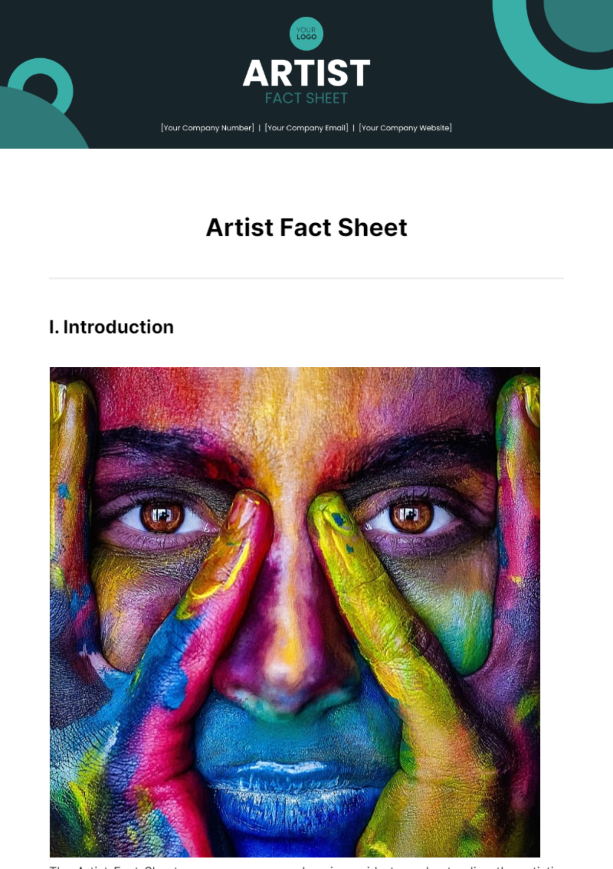Artist Fact Sheet Template