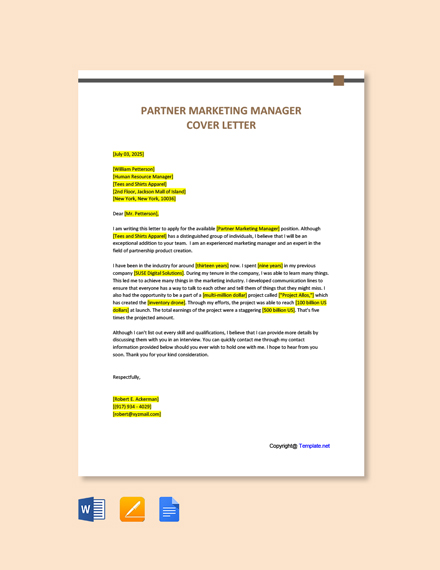 Partner Marketing Manager Cover Letter 