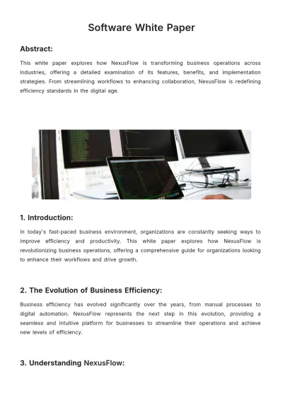 Free Software White Paper Template to Edit Online