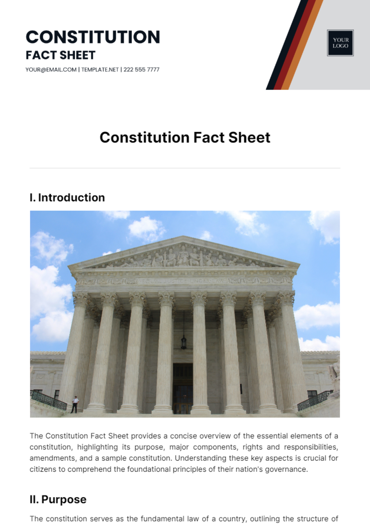 Constitution Fact Sheet Template