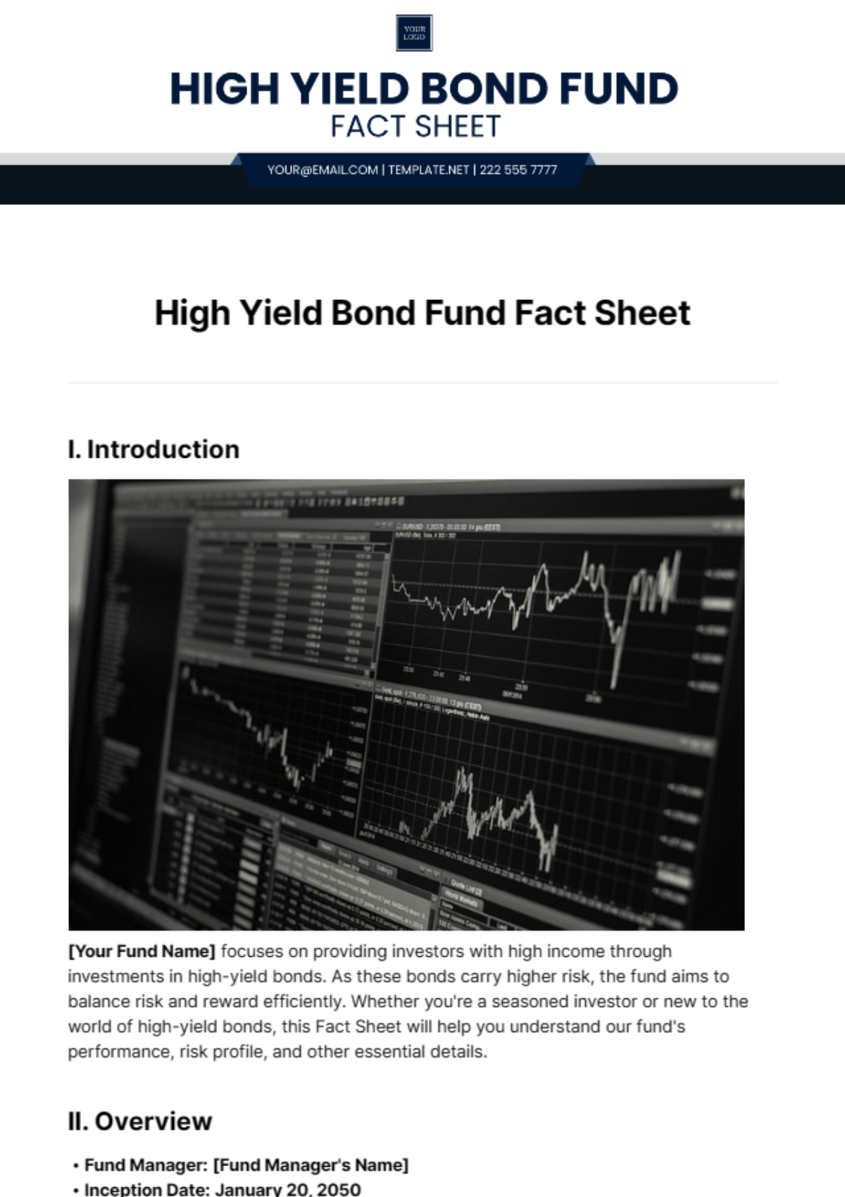 High Yield Bond Fund Fact Sheet Template
