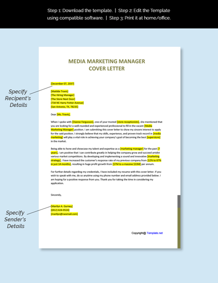 cover letter template media manager