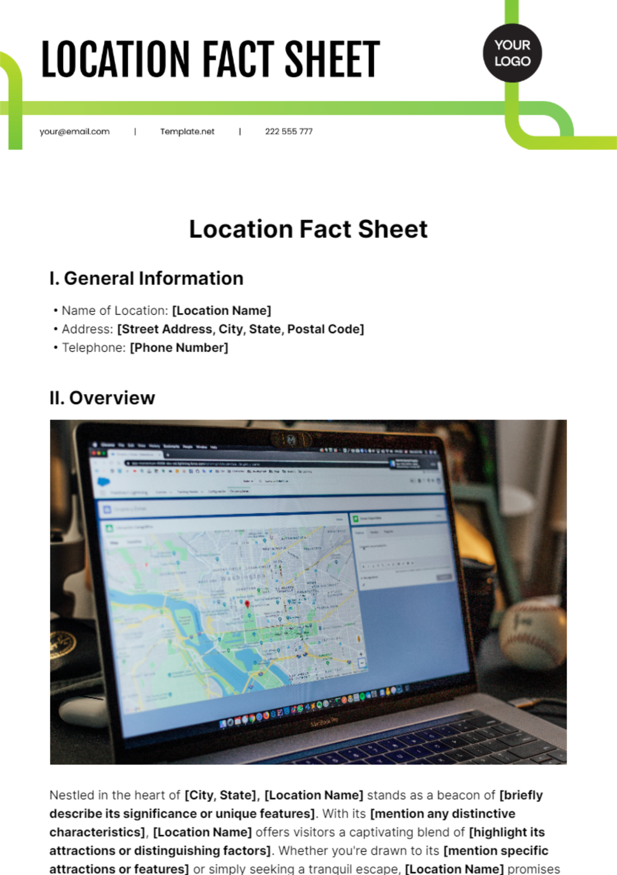 Location Fact Sheet Template