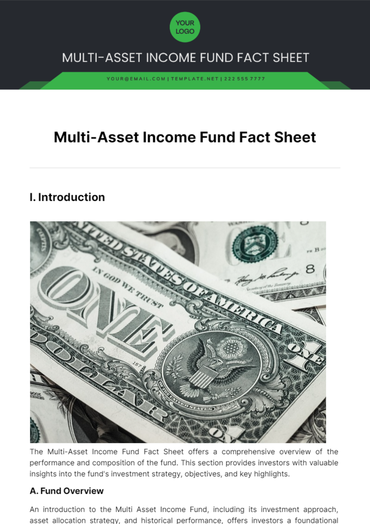 Multi Asset Income Fund Fact Sheet Template