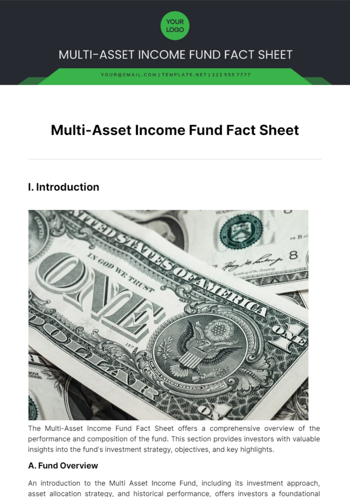 Multi Asset Income Fund Fact Sheet Template - Edit Online & Download