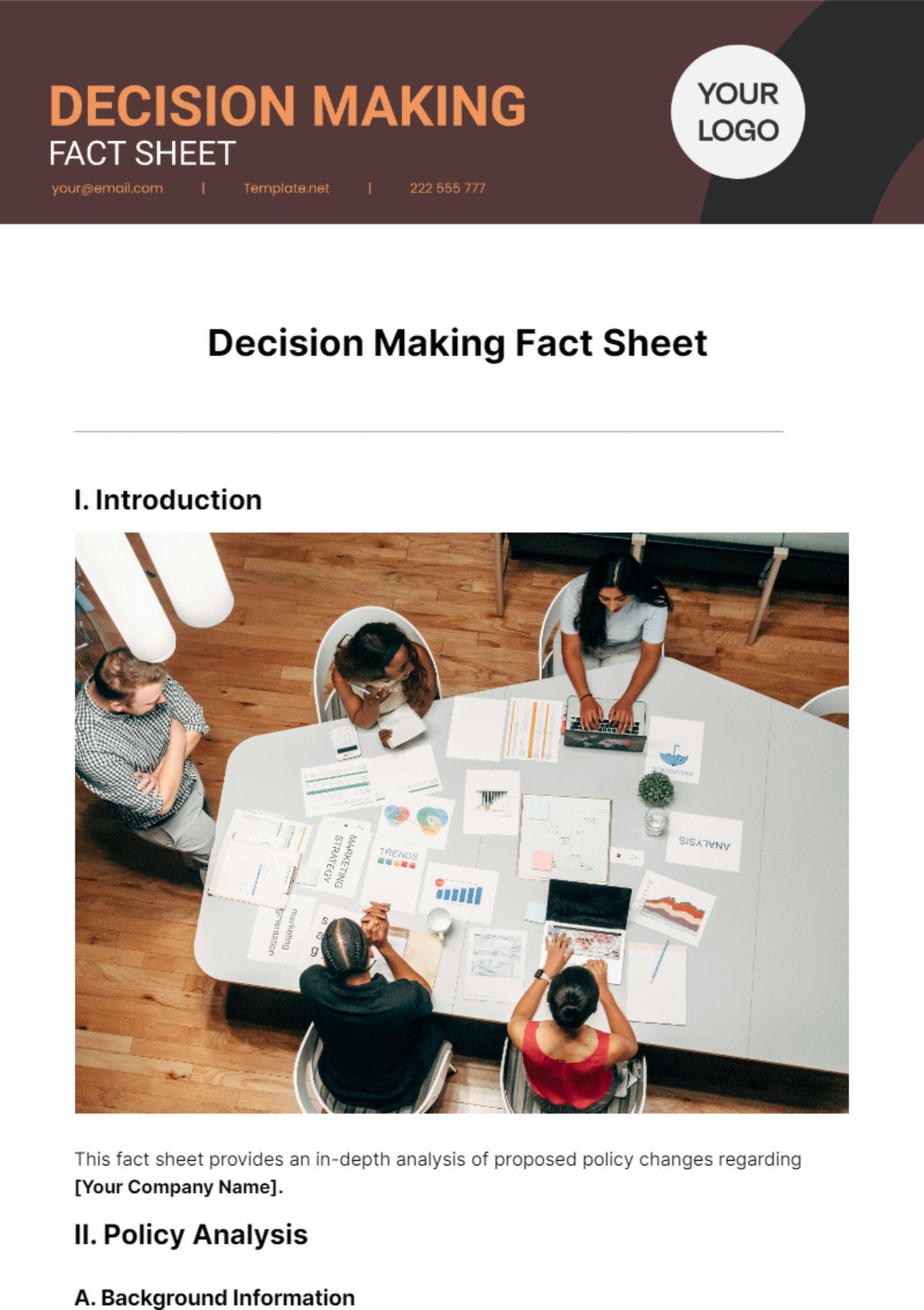 Decision Making Fact Sheet Template