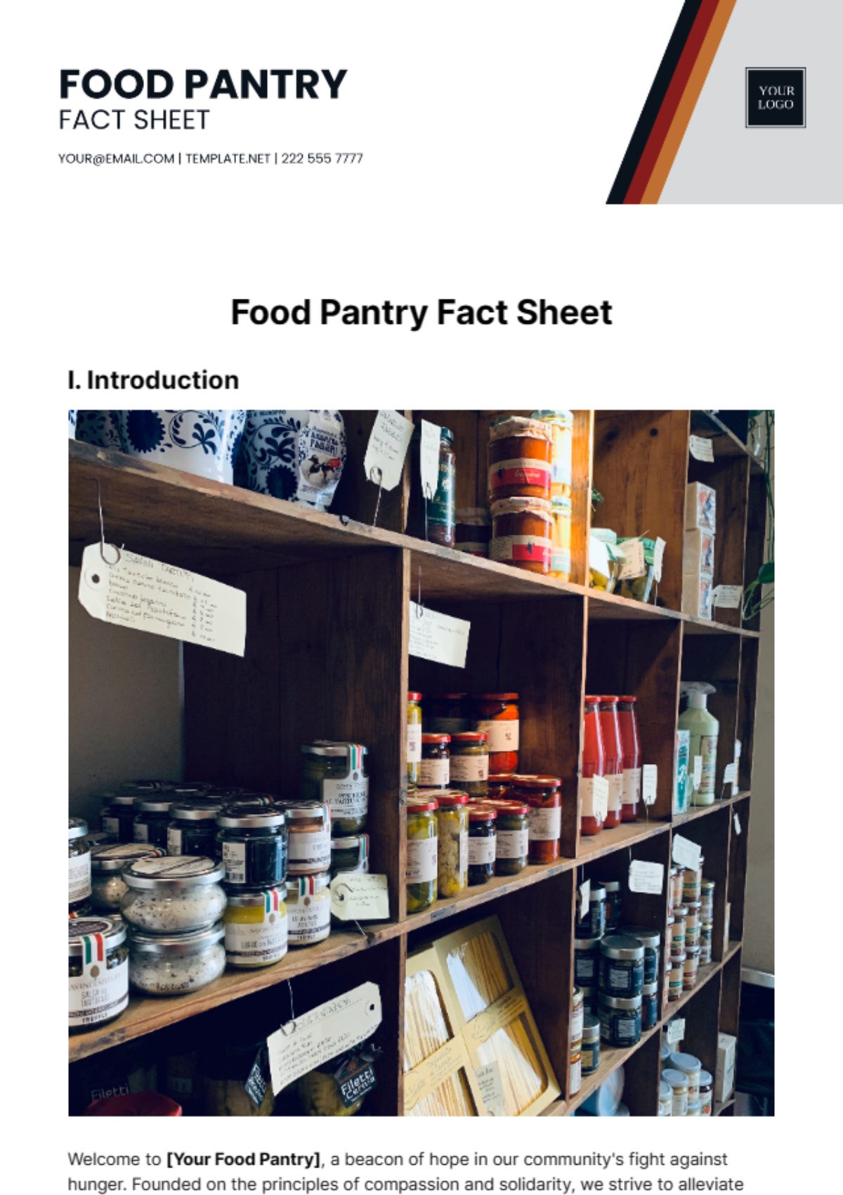 Food Pantry Fact Sheet Template
