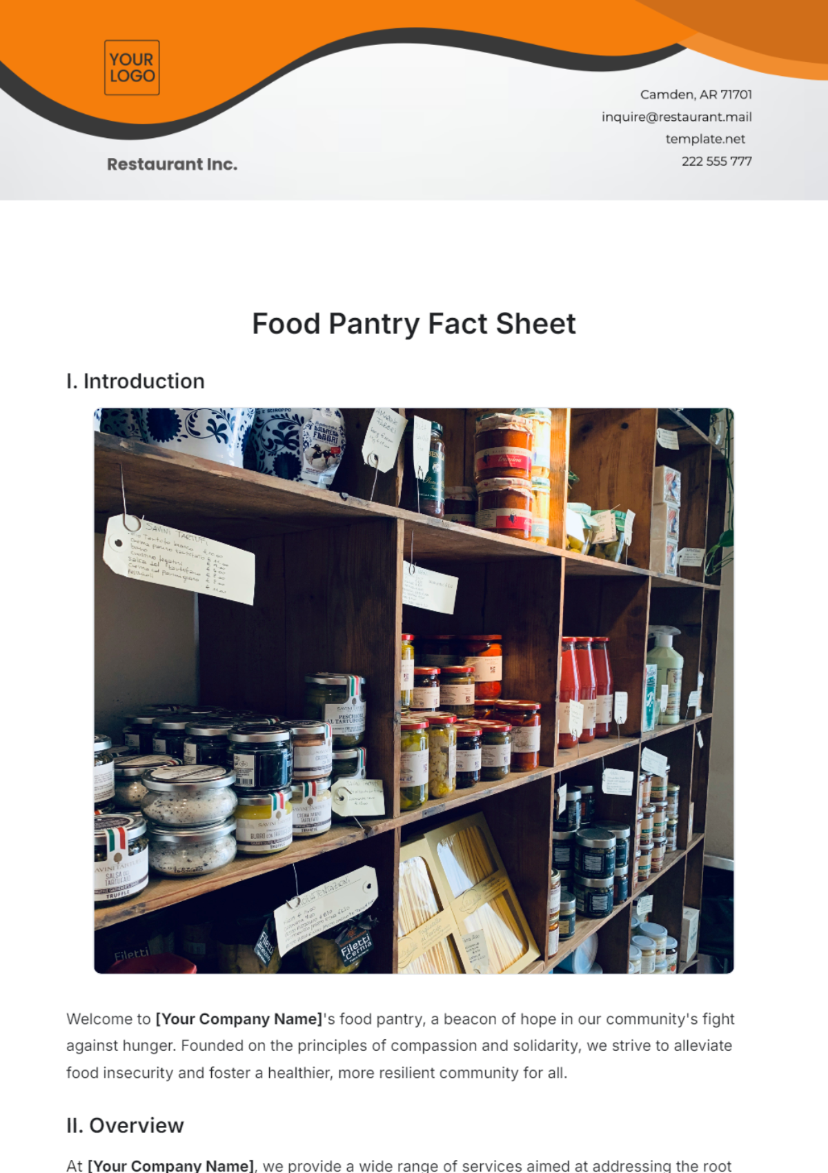 Food Pantry Fact Sheet Template - Edit Online & Download