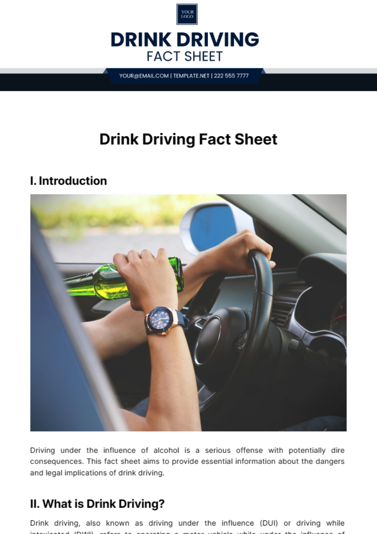 Drink Driving Fact Sheet Template - Edit Online & Download