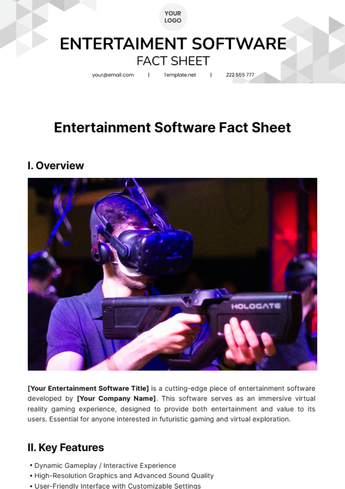 Entertainment Software Fact Sheet Template - Edit Online & Download