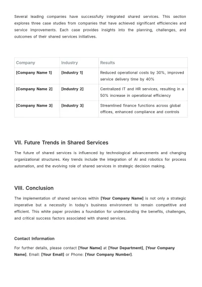 Free Shared Services White Paper Template to Edit Online