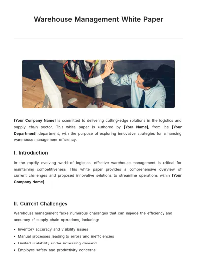 Free Warehouse Management White Paper Template to Edit Online