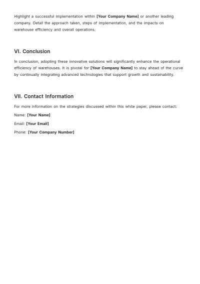 Free Warehouse Management White Paper Template to Edit Online