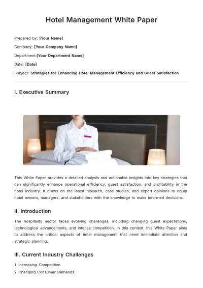 Free Hotel Management White Paper Template to Edit Online